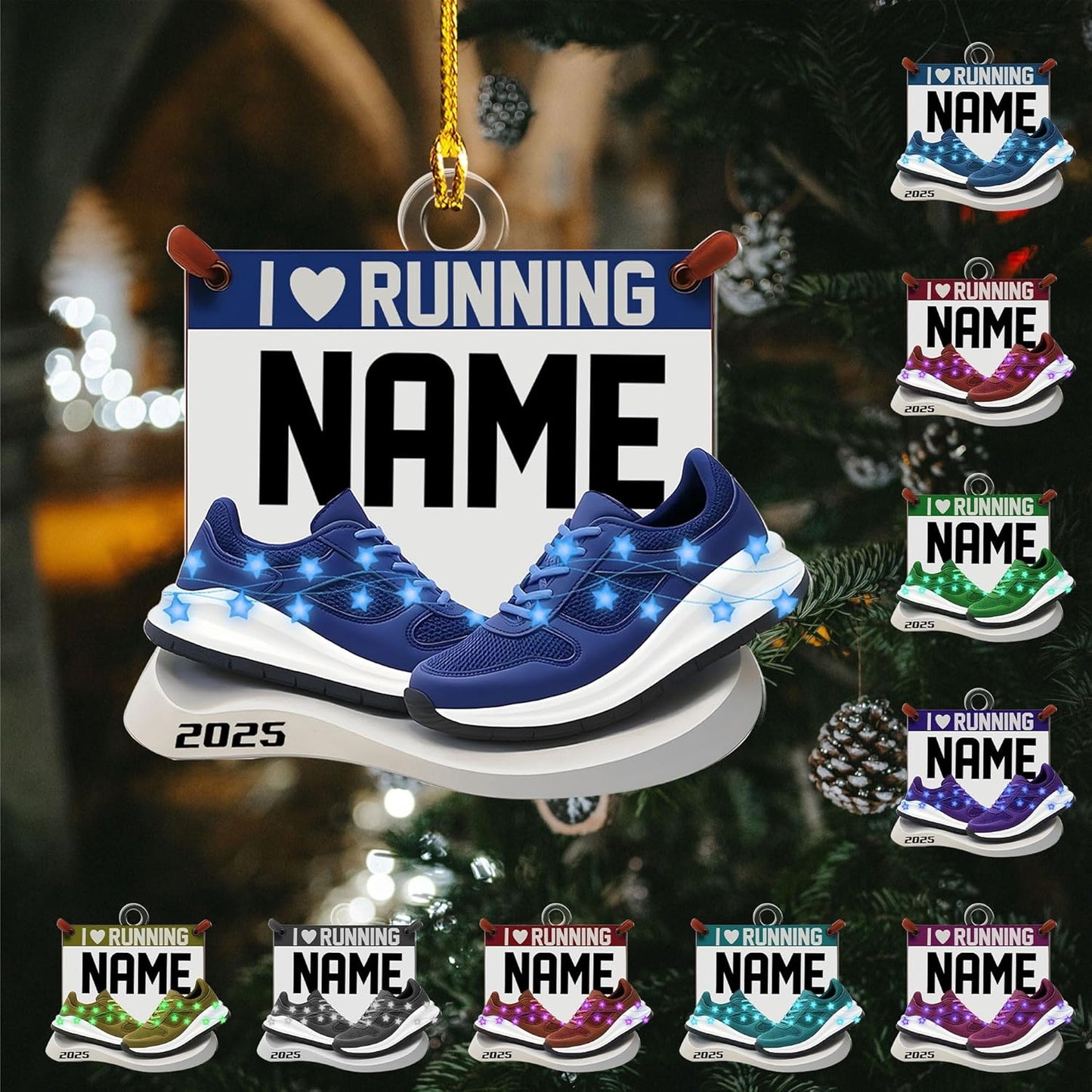 Personalized Running Ornament – Custom Marathon Acrylic Ornament, Runner Christmas Gift, Race Finisher Decoration TM5