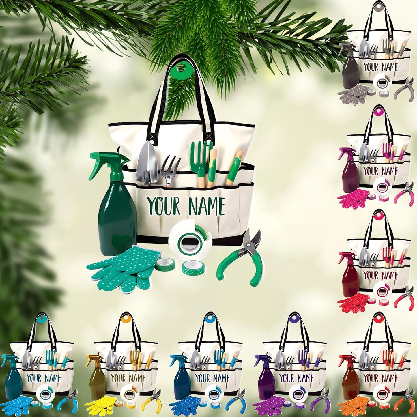 Custom Name Garden Equipment Ornament | Gardener Christmas Tree Decor Gift for Plant & Nature Lovers TG86