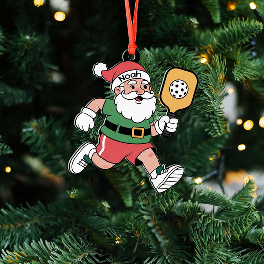 Custom Name Santa Pickleball Ornament – Pickleball Christmas Ornament