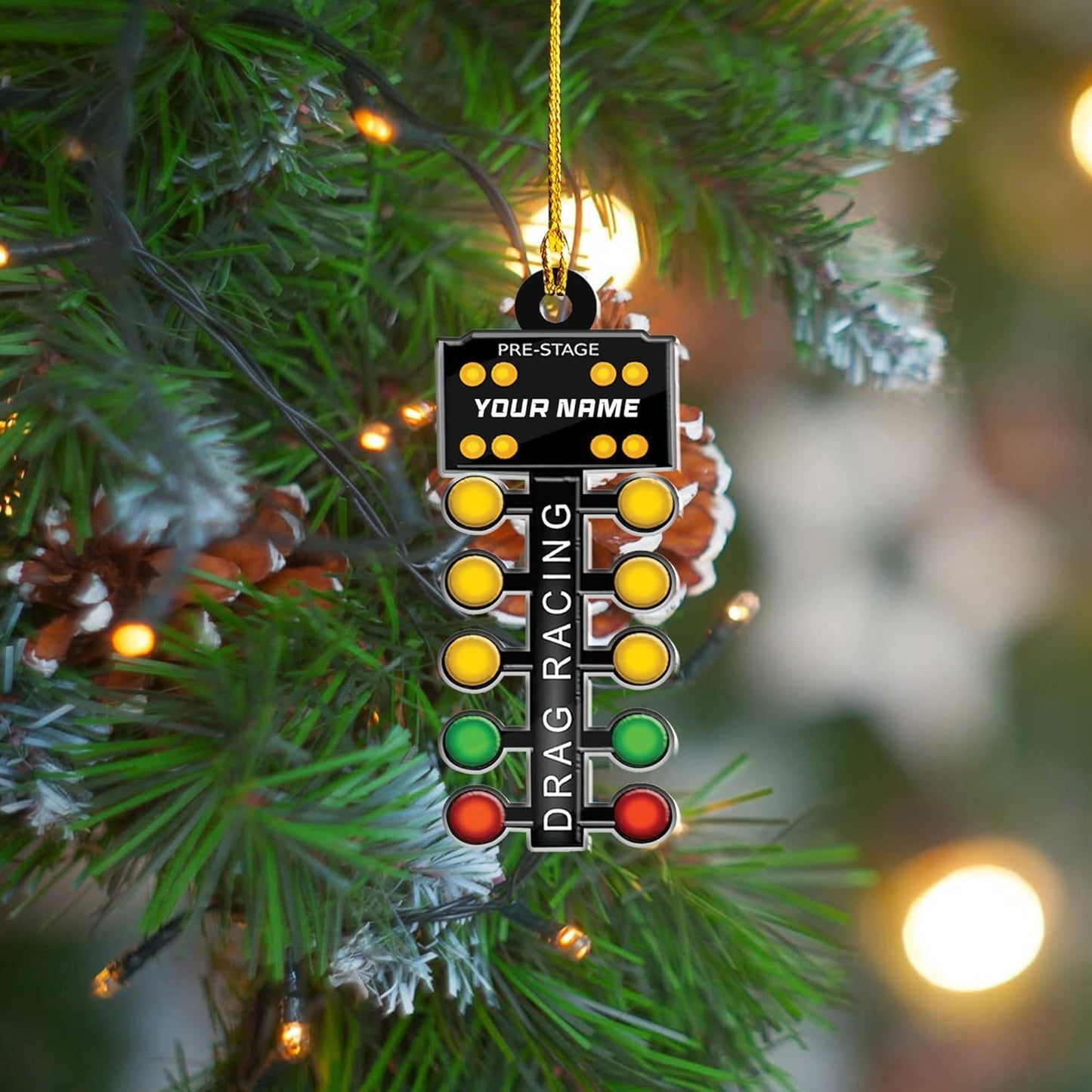 Personalized Racing Car Ornament – Custom Acrylic Drag Racing Christmas Decoration, Gift for Car Lovers and Drivers TR32