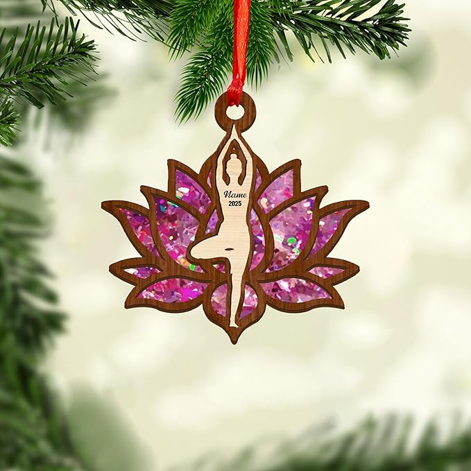 Personalized Yoga Lovers Ornament - Custom Yoga Christmas Decoration Gift LL5