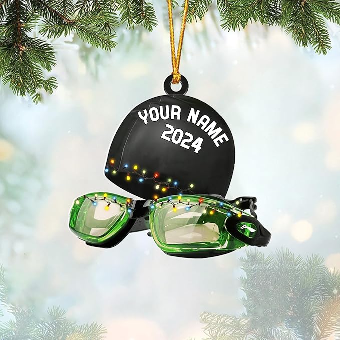 Personalized Swimming Ornament - Custom Swimmer Christmas Gift for Boys, Girls & Pool Lovers LL16