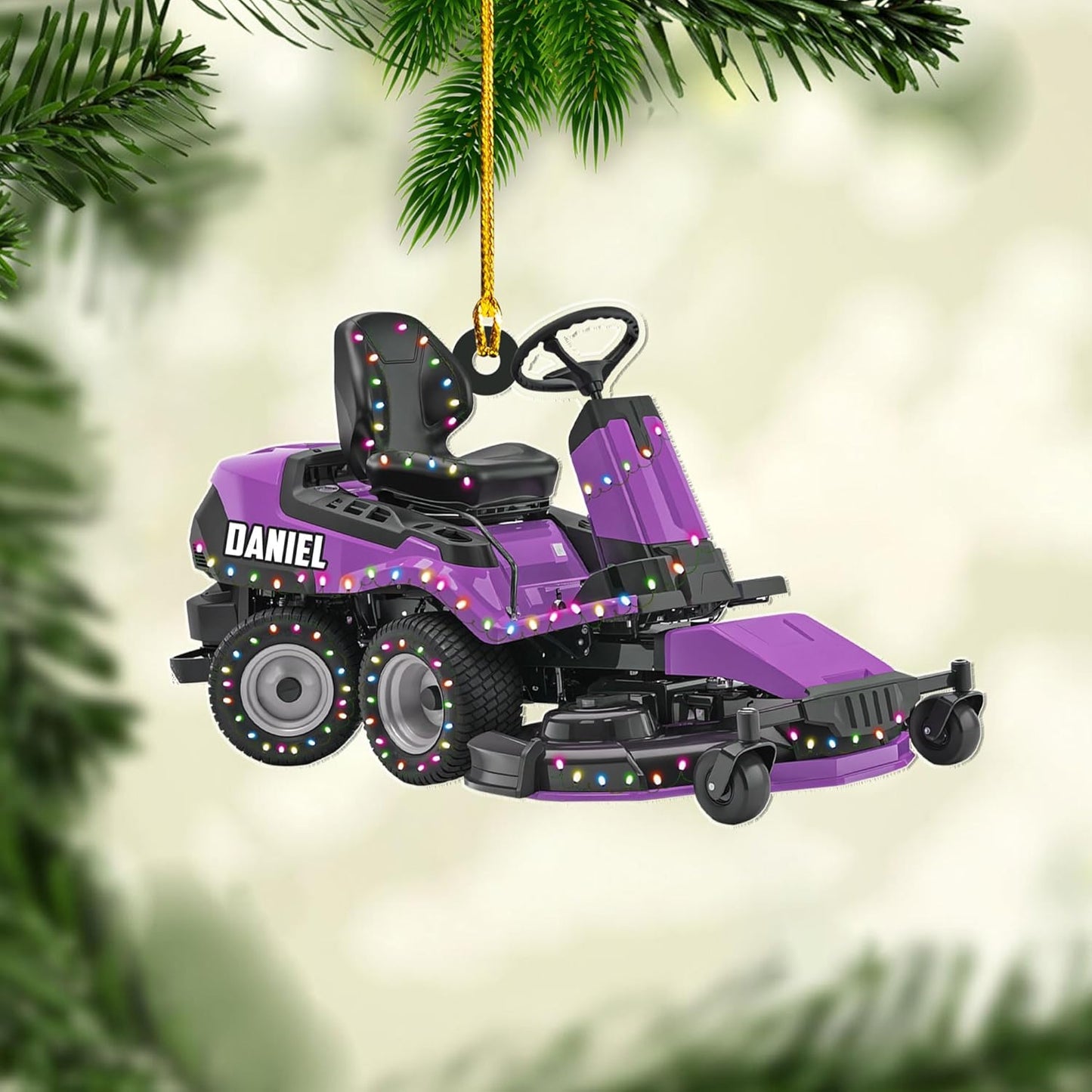 Personalized Lawn Mower Christmas Ornament | Custom Name Gardening Holiday Keepsake Gift for Gardeners & Lawn Care Workers TG62