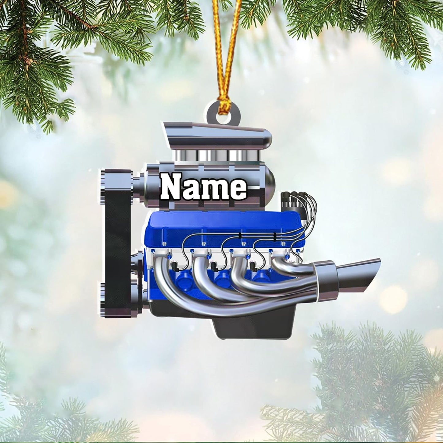 Custom Drag Racing Ornament – Personalized Hot Rod Engine Acrylic Christmas Decoration, Mechanic Gift for Car Lovers TDR18