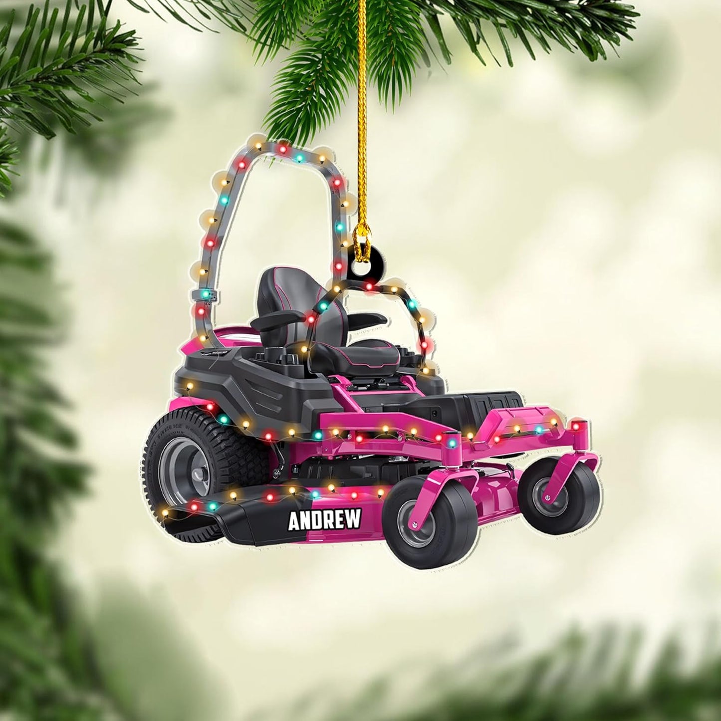 Personalized Lawn Mower Christmas Ornament | Custom Name Gardening Holiday Keepsake Gift for Gardeners & Lawn Care Workers TG63