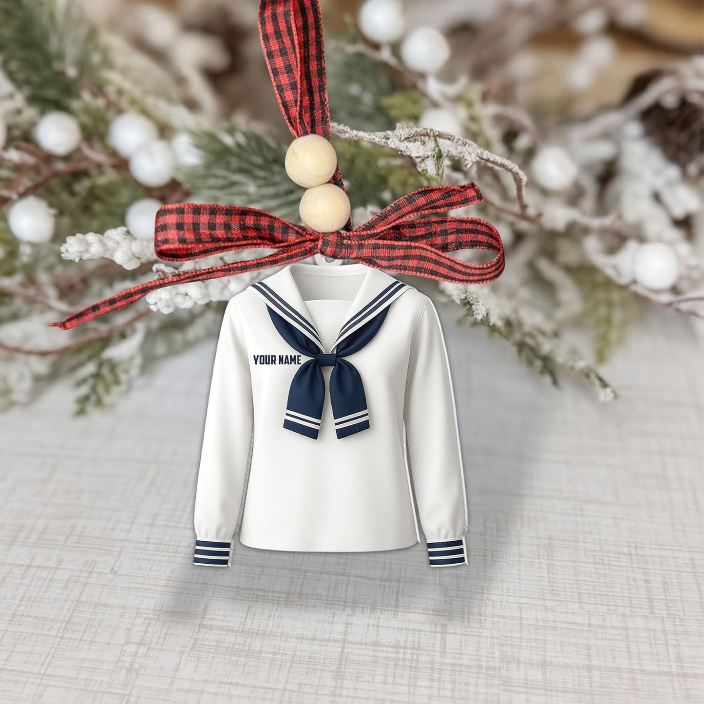 Personalized Sailor Ornament – Custom Captain Sailor Acrylic Ornament, Unique Sailing Glass Keepsake, Navy Captain Holiday Gift for Sailors TS18