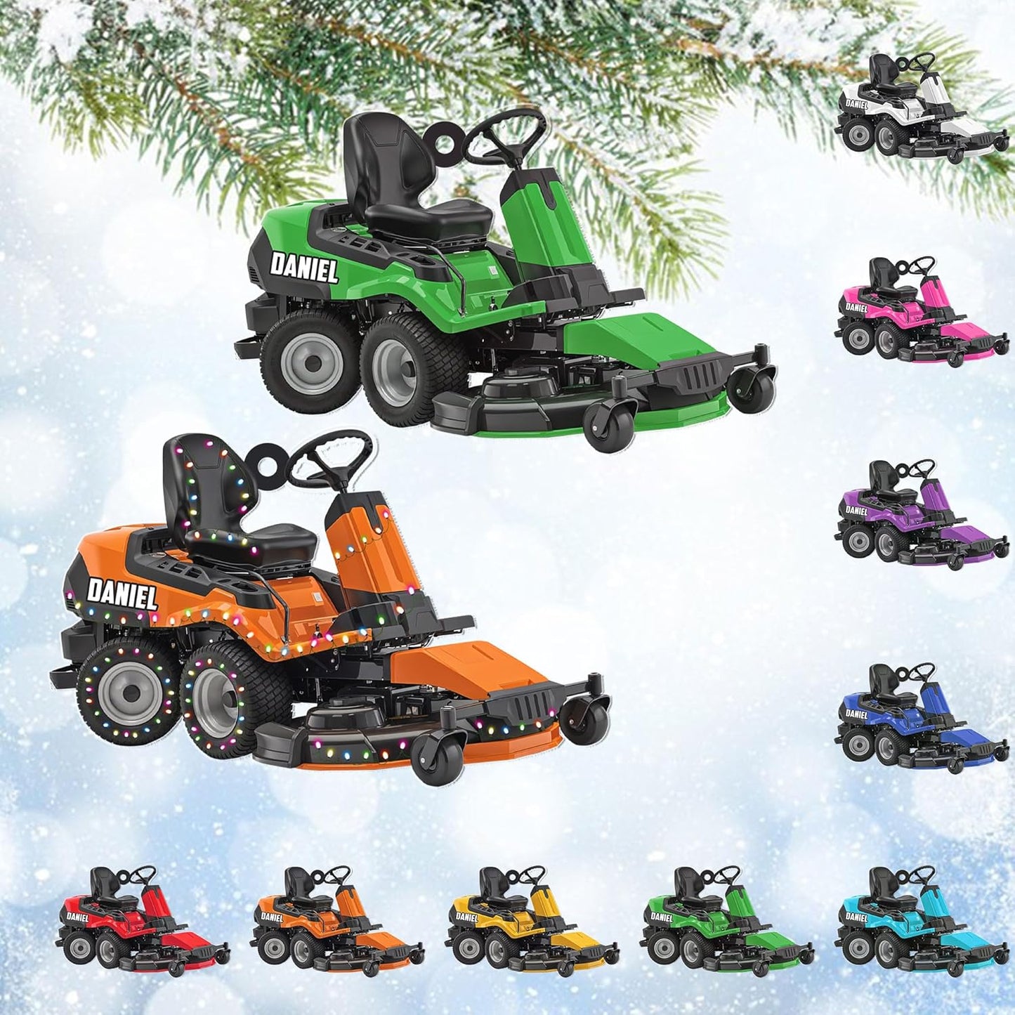 Personalized Lawn Mower Christmas Ornament | Custom Name Gardening Holiday Keepsake Gift for Gardeners & Lawn Care Workers TG62