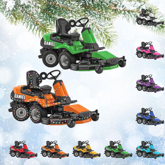 Personalized Lawn Mower Christmas Ornament | Custom Name Gardening Holiday Keepsake Gift for Gardeners & Lawn Care Workers TG62