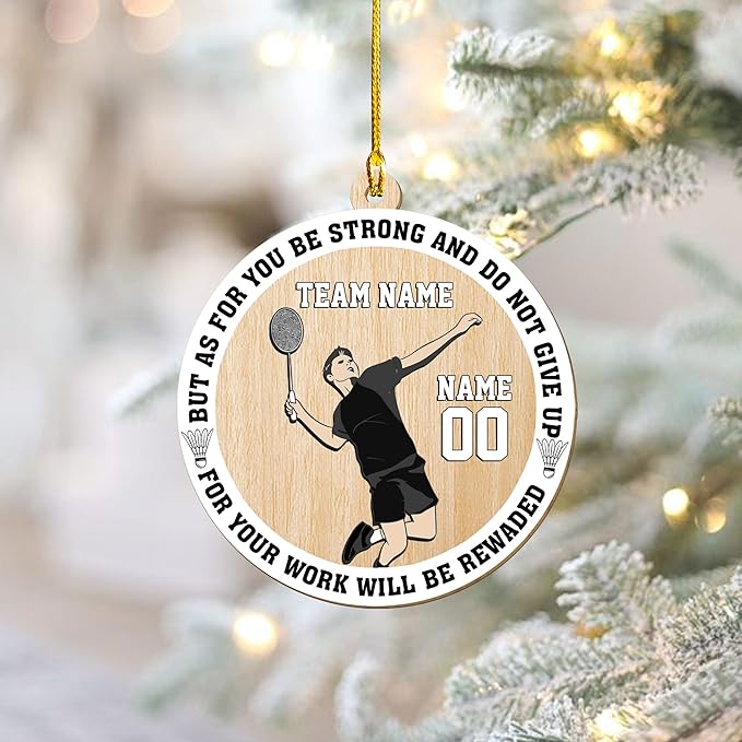 Personalized Badminton Ornament, Custom Christmas Gift for Players, Sports Lovers LL7