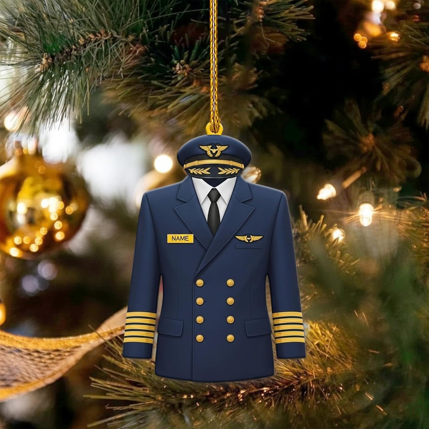 Custom Name Pilot Uniform Christmas Ornament