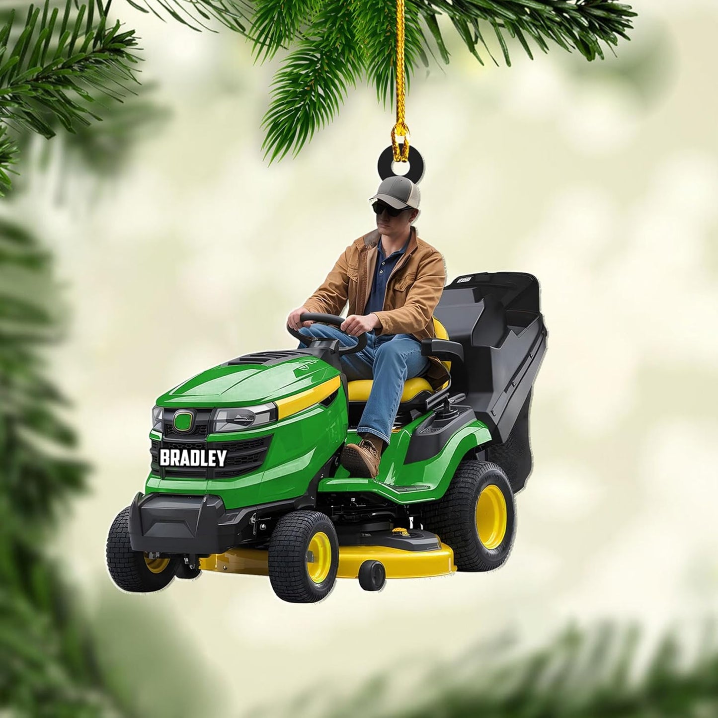 Custom Photo Lawn Mower Christmas Ornament | Personalized Gardening Holiday Keepsake Gift for Gardeners & Lawn Care Workers TG68