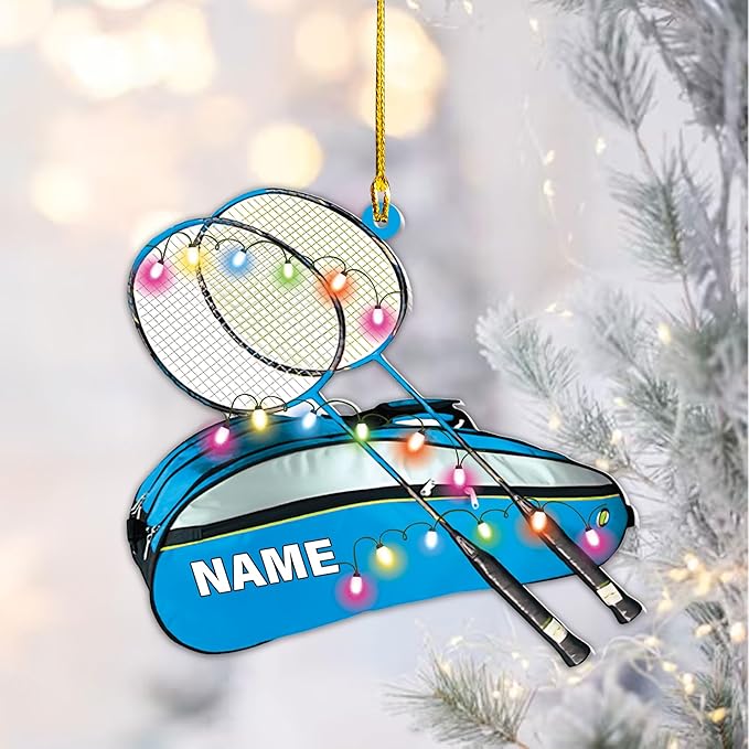 Personalized Badminton Ornament, Custom Christmas Gift for Players, Sports Lovers LL3