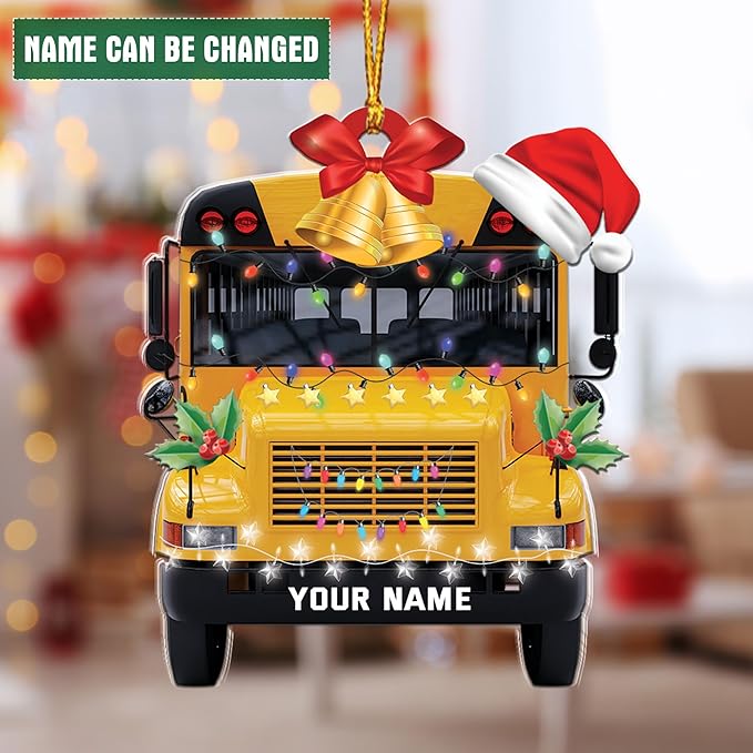 Personalized School Bus Ornament - Bus Driver Christmas Gift L9