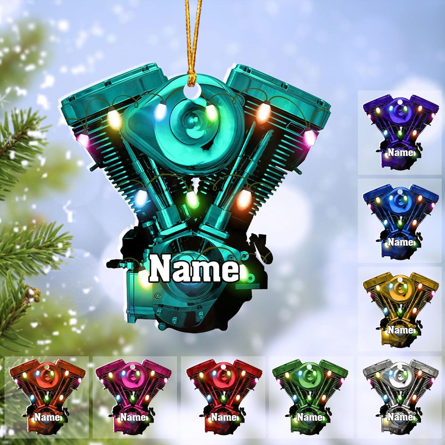 Custom Drag Racing Ornament – Personalized Hot Rod Engine Acrylic Christmas Decoration, Mechanic Gift for Car Lovers TDR6