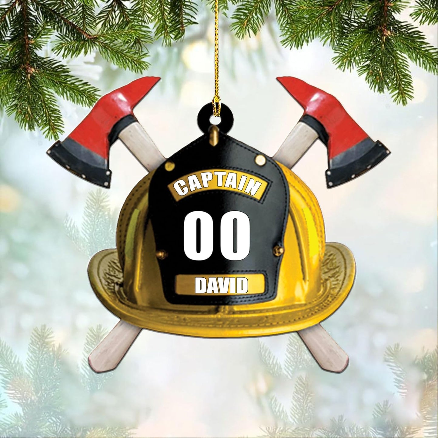 Personalized Firefighter Helmet Christmas Ornament