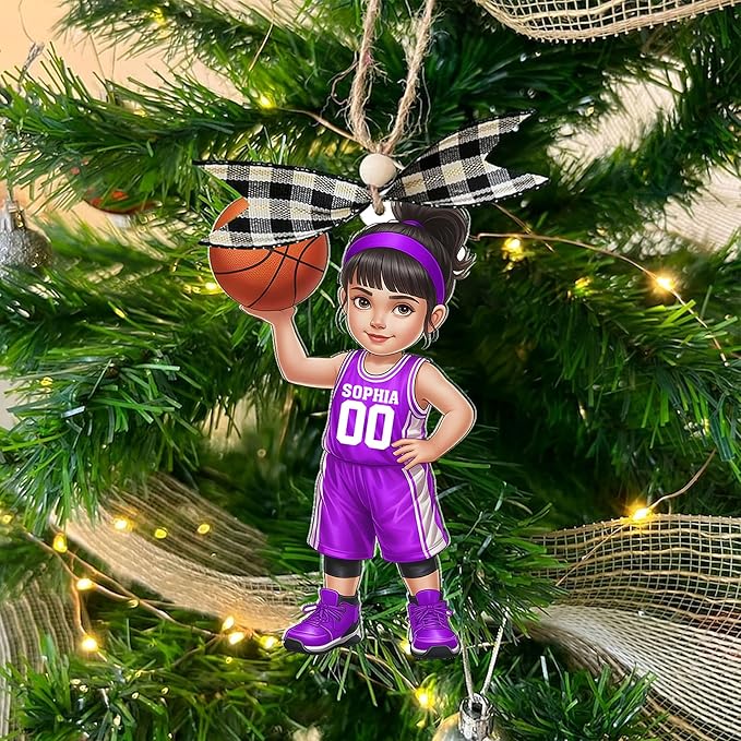 Personalized Basketball Christmas Ornament – Custom Name Acrylic Ornament, Sports Holiday Decoration, Basketball Player Gift N22