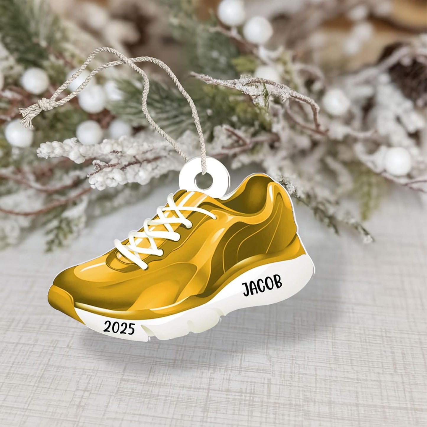 Custom Name Running Shoes Ornament – Personalized Marathon Acrylic Gift, Athlete Christmas Decoration TM21