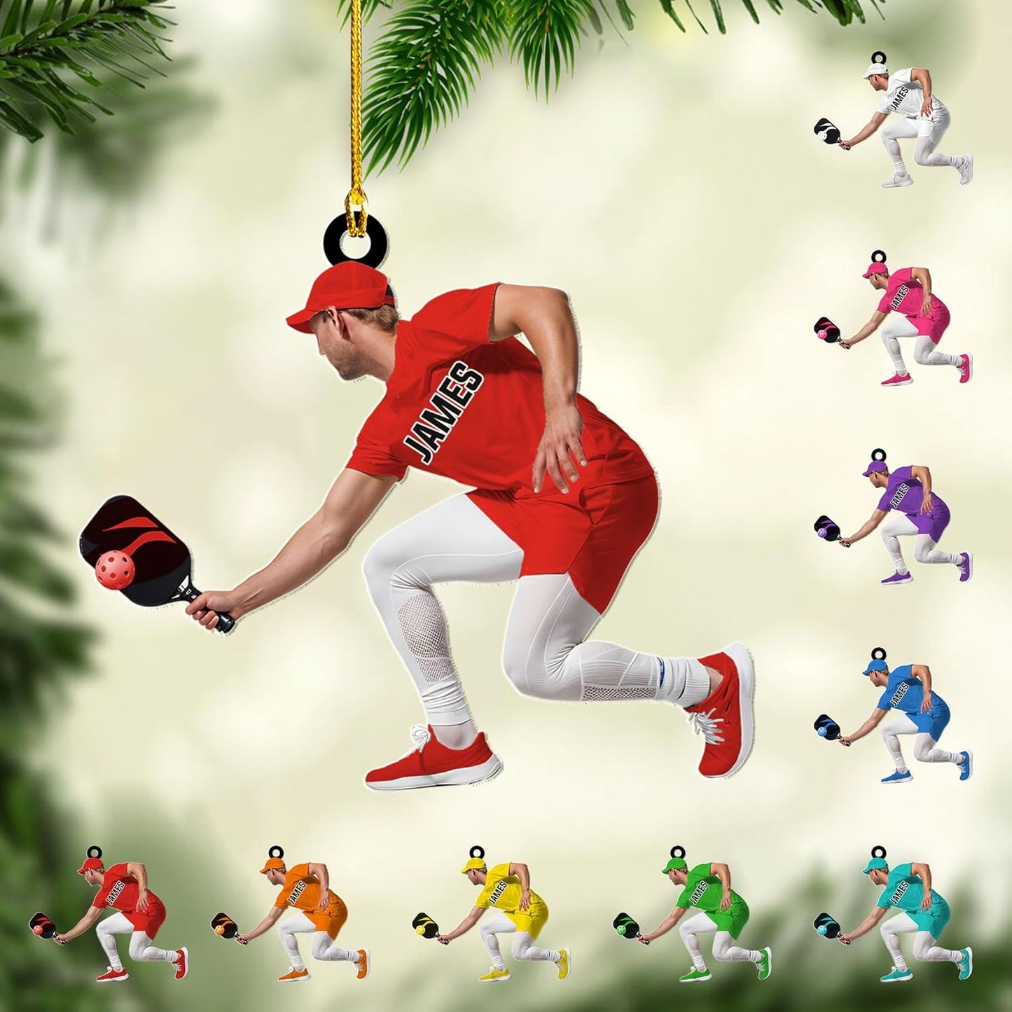 Custom Face & Name Pickleball Player Ornament – Pickleball Christmas Ornament Style 3