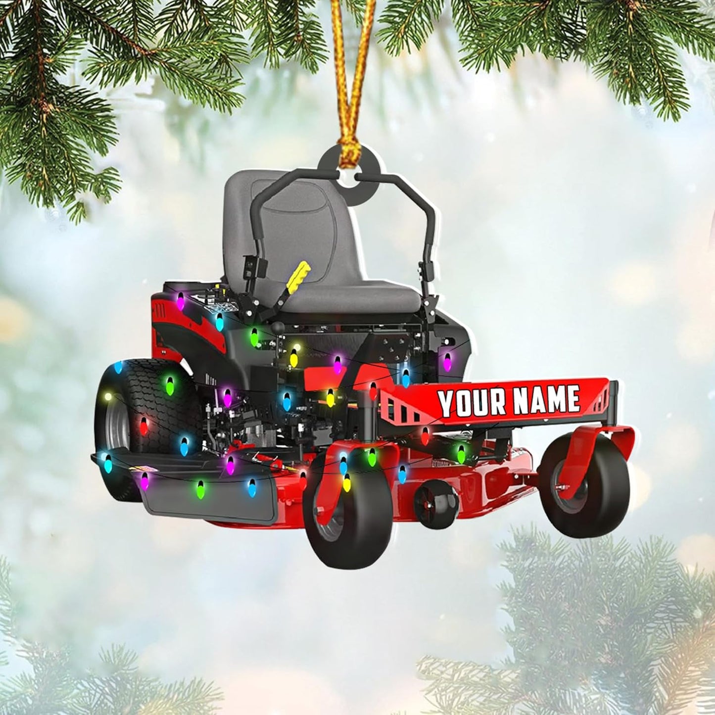 Personalized Lawn Mower Christmas Ornament | Custom Lawn Care Holiday Tree Decoration for Gardeners & Landscapers TG103