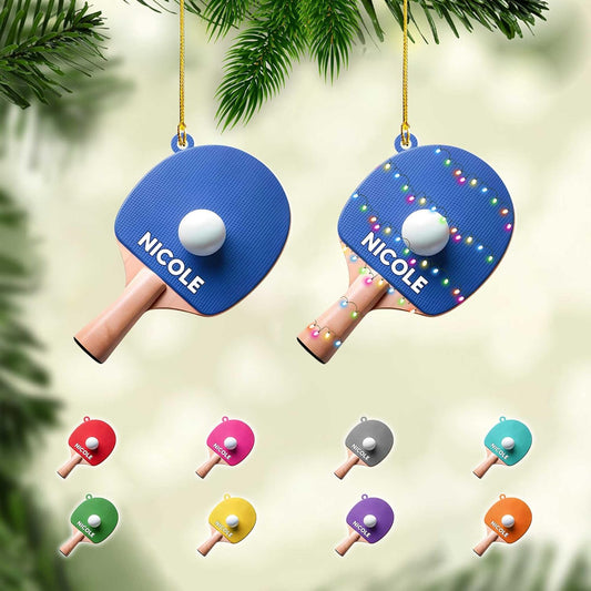 Custom Table Tennis Christmas Ornament – Personalized Ping Pong Player Gift, Acrylic 2D Flat Holiday Decoration, Unique Xmas Keepsake TT5