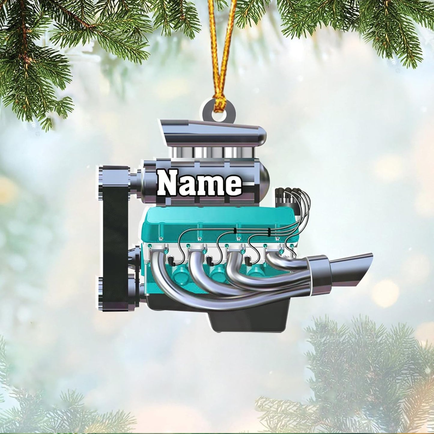 Custom Drag Racing Ornament – Personalized Hot Rod Engine Acrylic Christmas Decoration, Mechanic Gift for Car Lovers TDR18