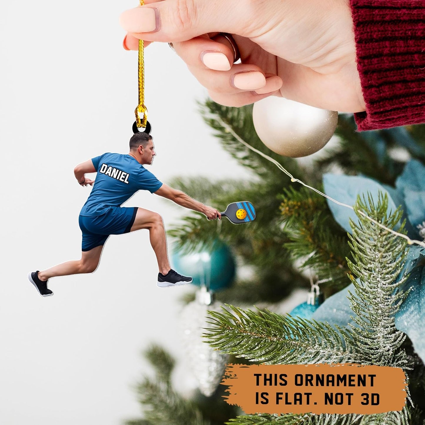 Custom Face & Name Pickleball Player Ornament – Pickleball Christmas Ornament Style 4