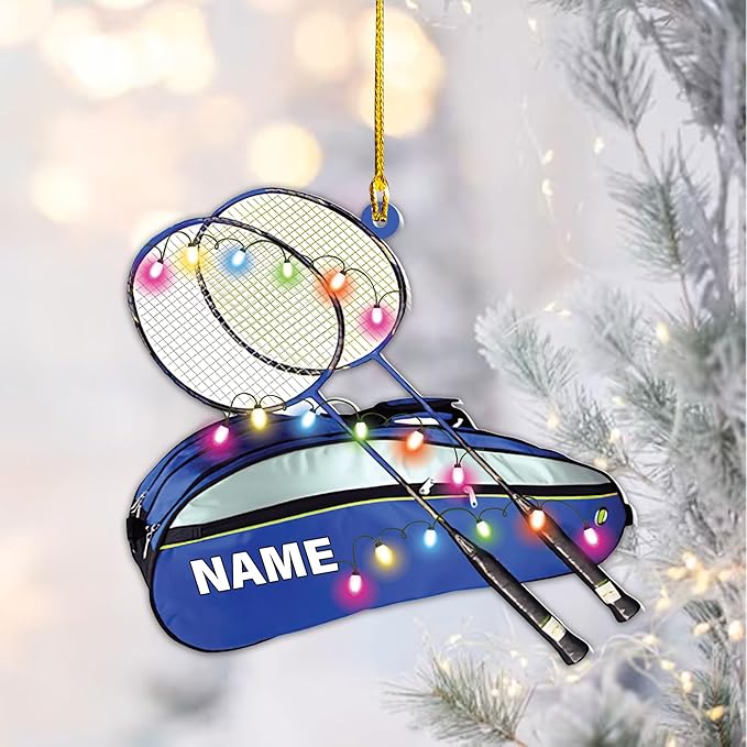 Personalized Badminton Ornament, Custom Christmas Gift for Players, Sports Lovers LL3