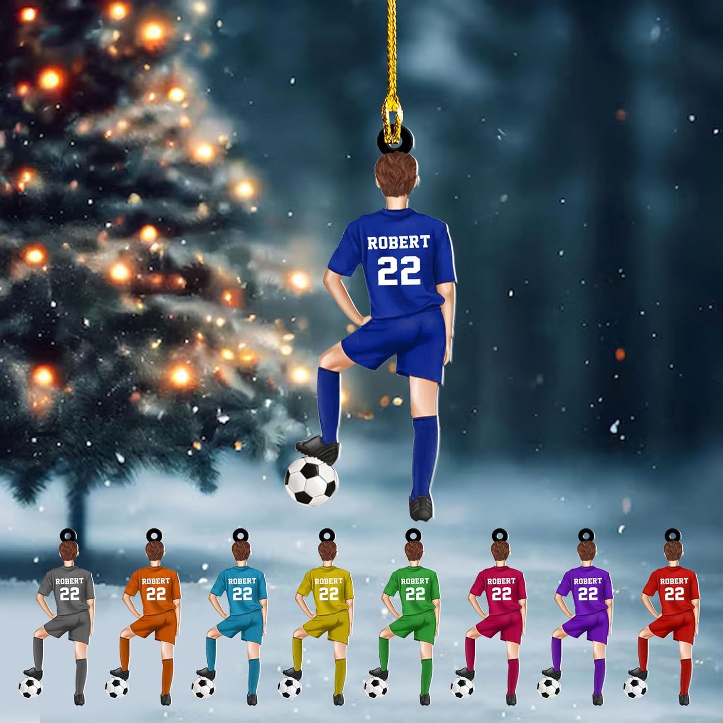 Personalized Soccer Player Christmas Ornament - Xmas Gift for Soccer Lovers C23