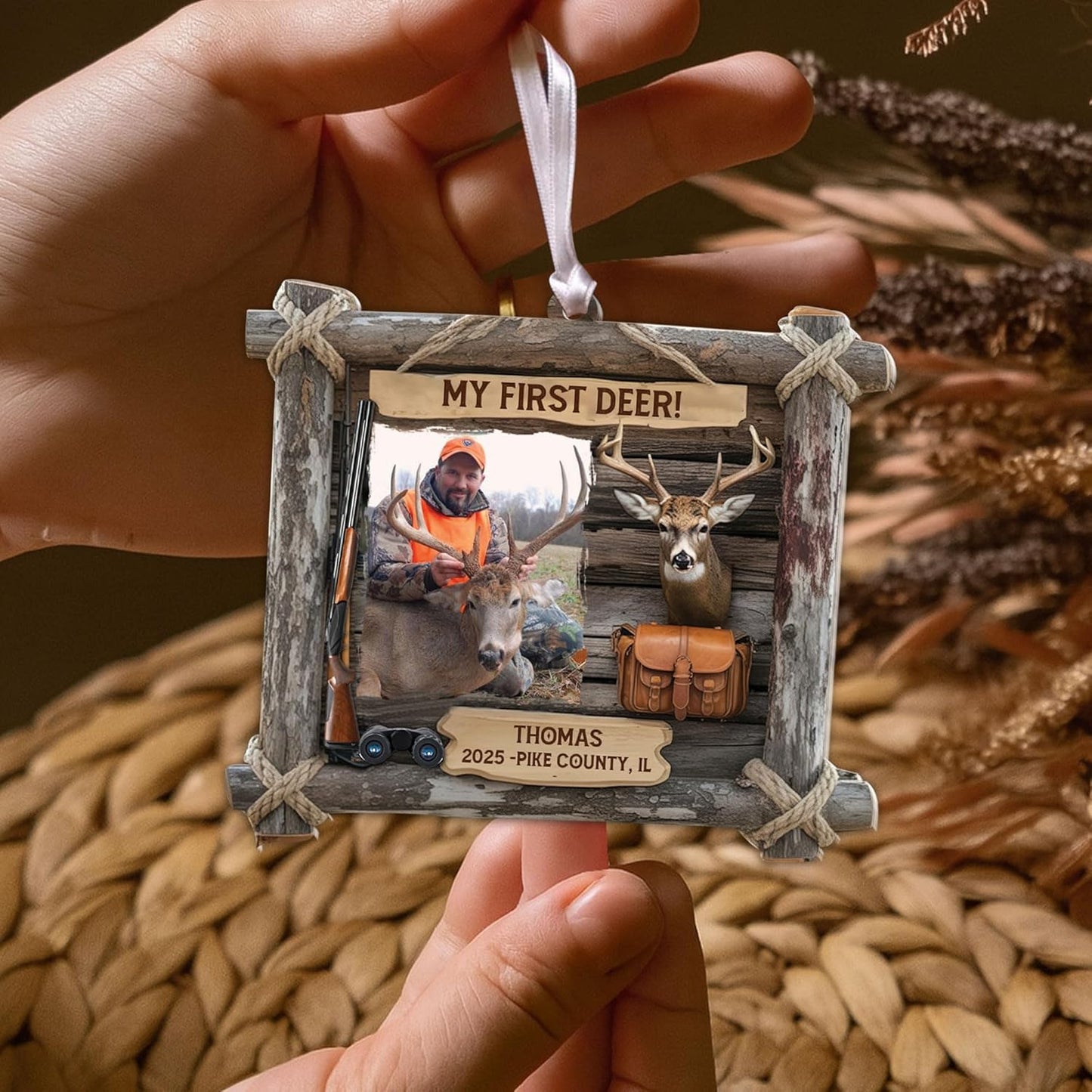 Personalized Hunting Ornament, Hunter Christmas Acrylic Ornament 2025 T13