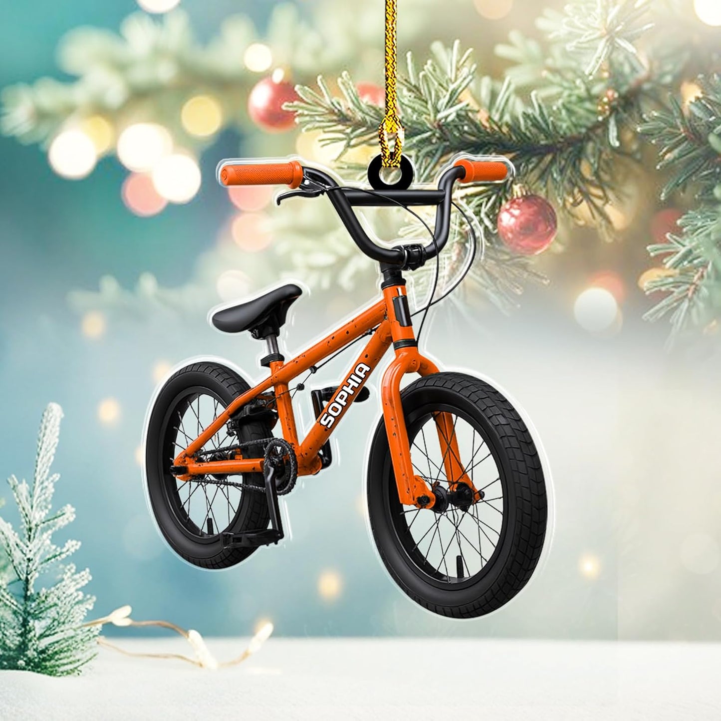 Custom Name Cycling Acrylic Ornament – Personalized Bike Gift, Christmas Tree Keepsake for Cycling Enthusiasts TC33