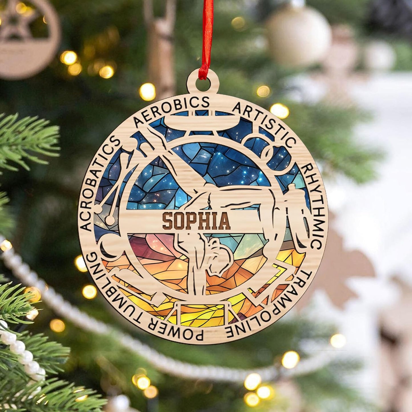 Personalized Name Gymnastics Ornament 2025, Girl Gymnast Ornaments, Wood Ornament for Xmas C10