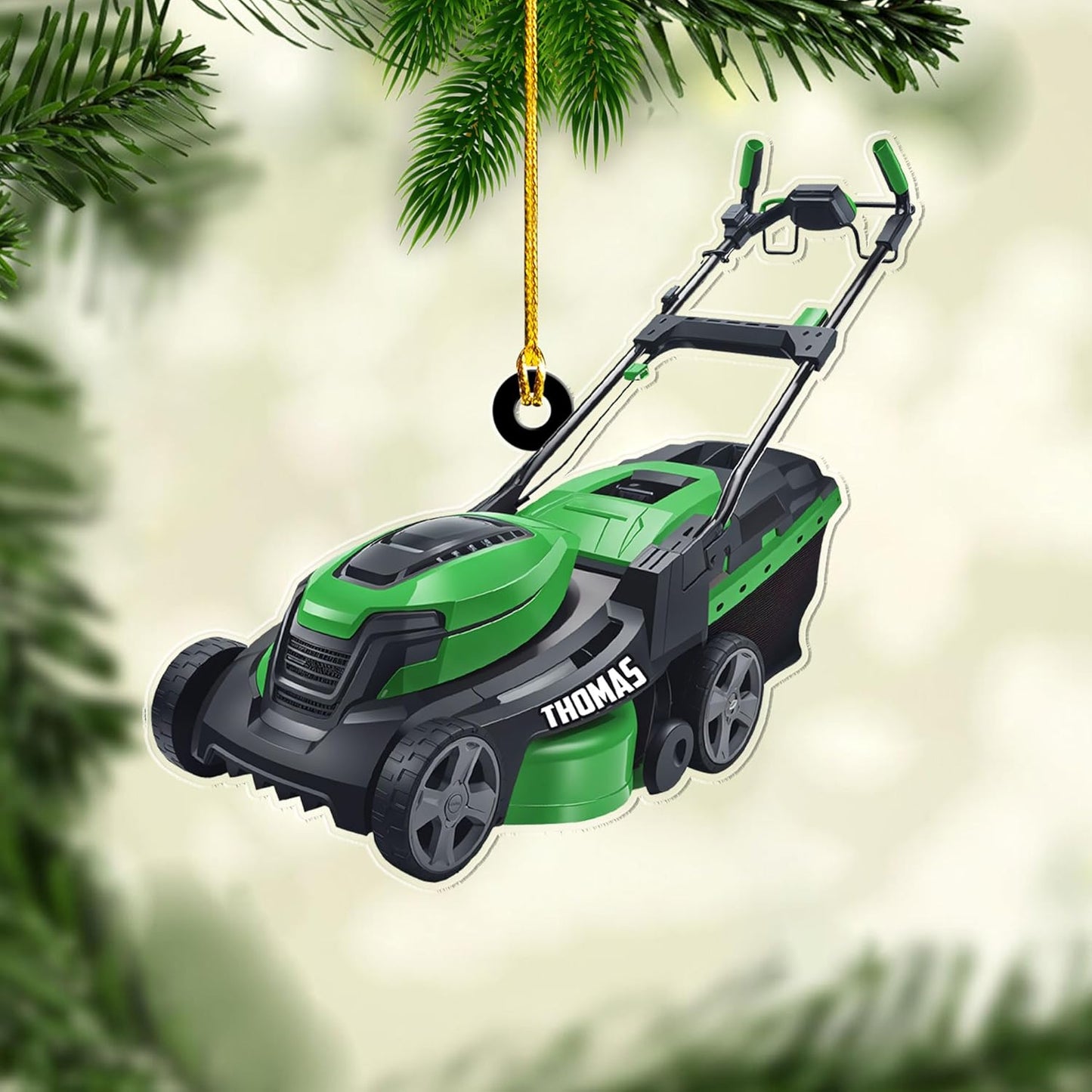 Personalized Lawn Mower Christmas Ornament | Custom Name Gardening Holiday Keepsake Gift for Gardeners & Lawn Care Workers TG61