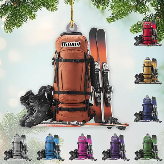 Personalized Snow Skiing Ornament, Custom Colored Skiing Mask Shape Ornament NO5