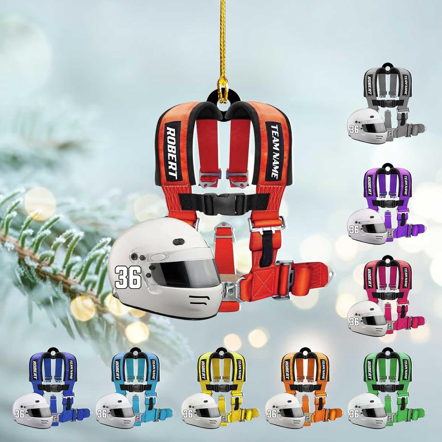 Personalized Race Car Christmas Ornament – Custom Acrylic Car Lover Gift, Racing Tree Decoration TR35