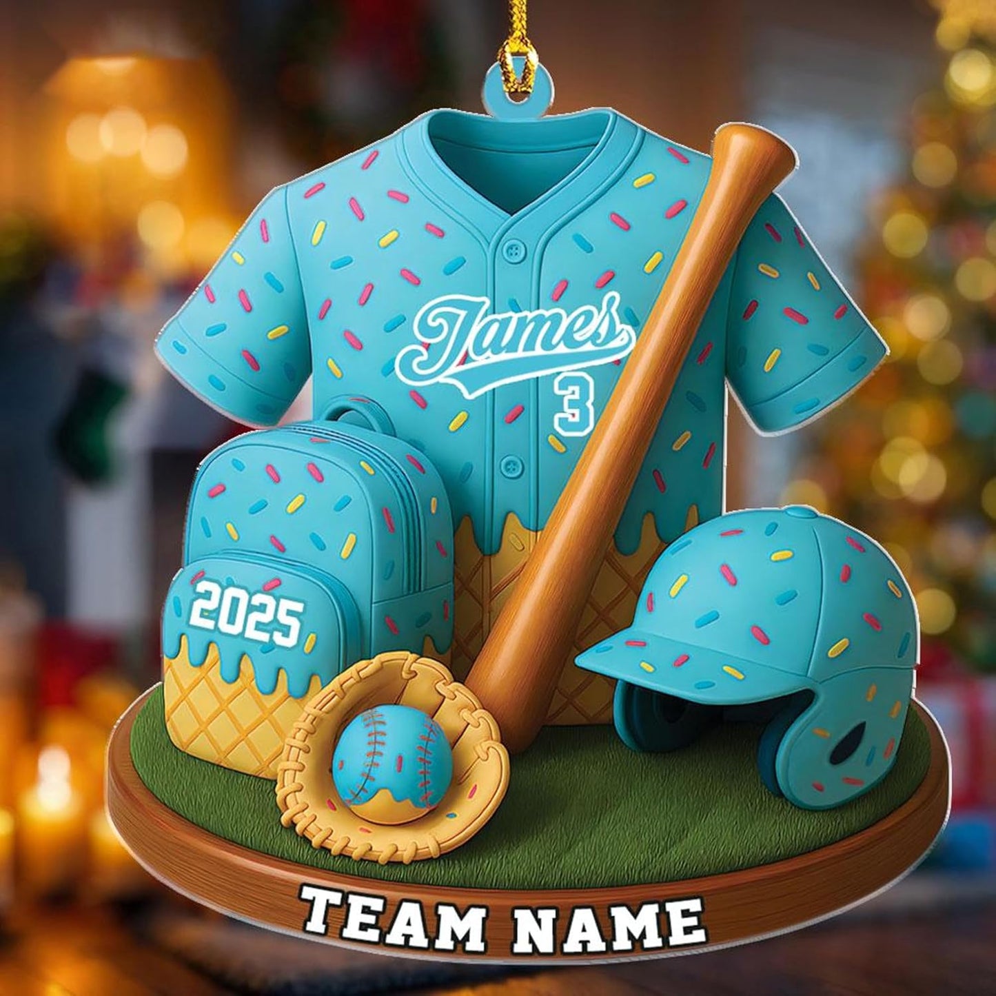 Personalized Baseball Christmas Ornament – Custom Name Acrylic Ornament, Sports Holiday Decoration, Baseball Player Gift TH26