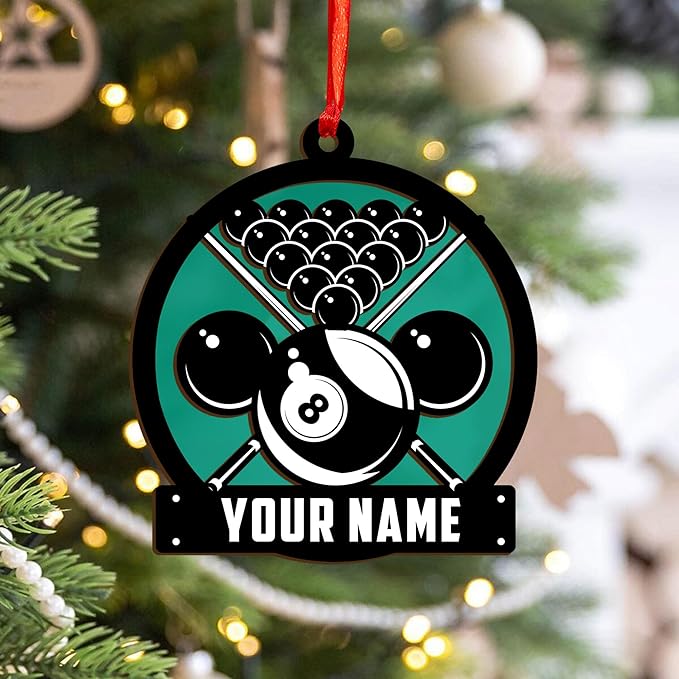 Personalized Billiards Ornament 2025, Billiards Christmas Ornaments N19