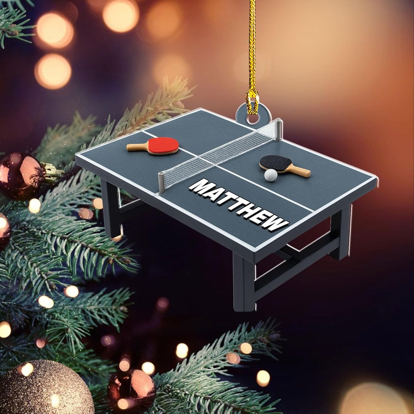 Custom Name Table Tennis Christmas Ornament – Personalized Acrylic Ping Pong Player Gift, Sport-Themed Holiday Decoration TT16