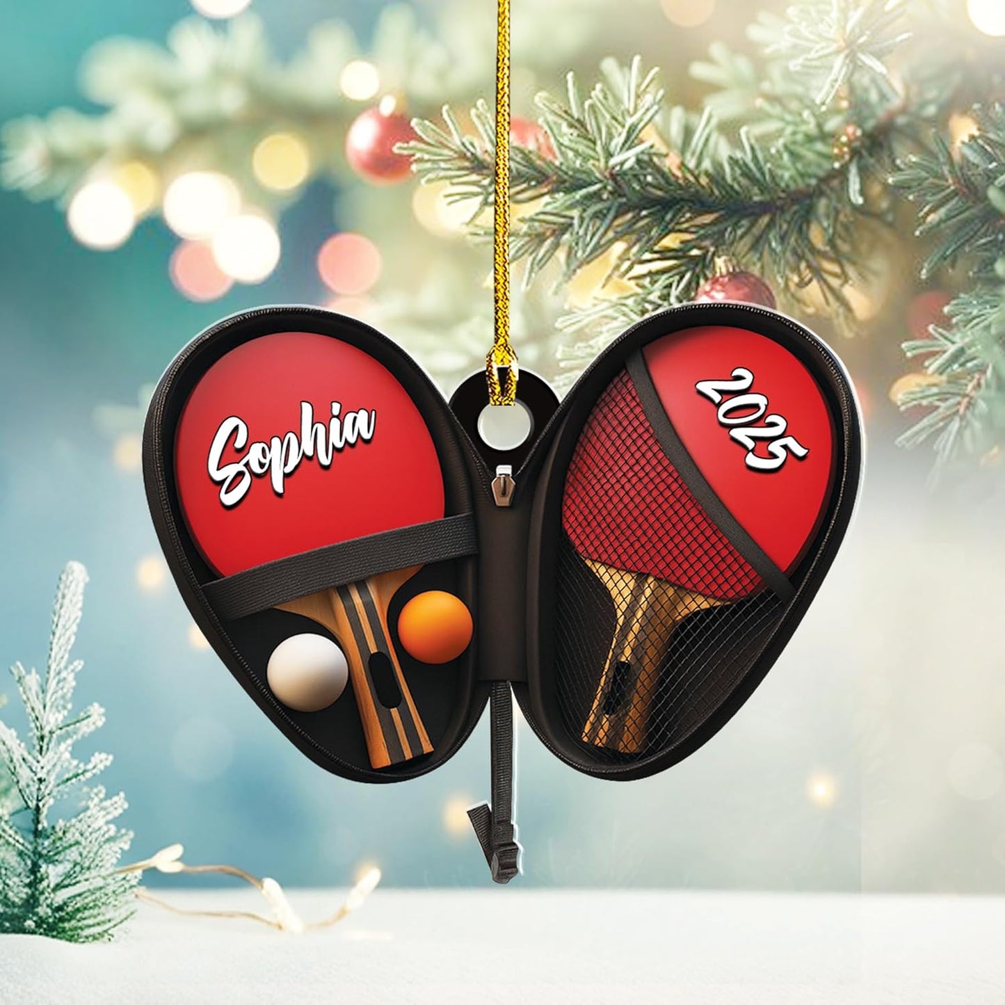 Custom Name Table Tennis Christmas Ornament – Personalized Acrylic Ping Pong Player Gift, Sport-Themed Holiday Decoration TT18