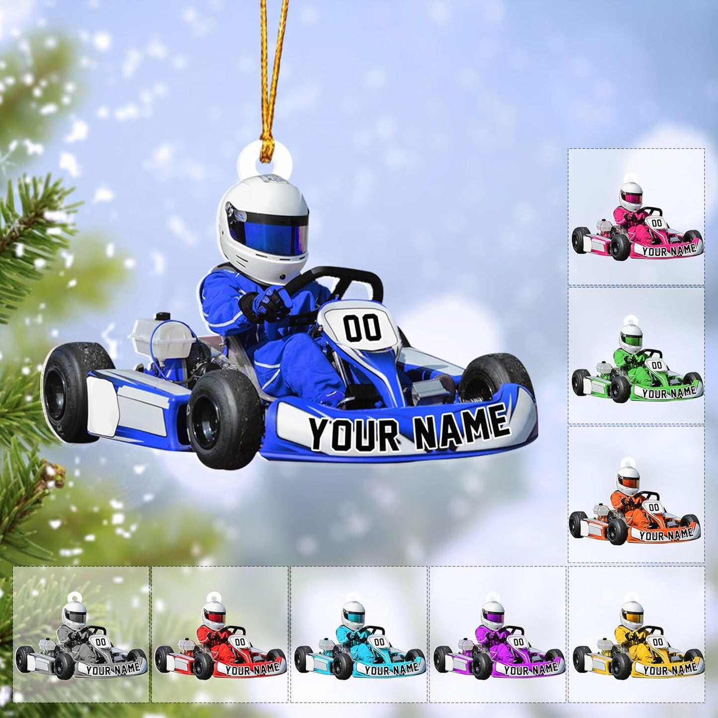 Personalized Racing Car Ornament – Custom Acrylic Drag Racing Christmas Decoration, Gift for Car Lovers and Drivers TR19