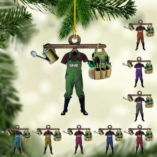 Personalized Gardening Acrylic Ornament – Custom Name Garden Tools Christmas Tree Decoration for Gardeners & Plant Lovers TG13