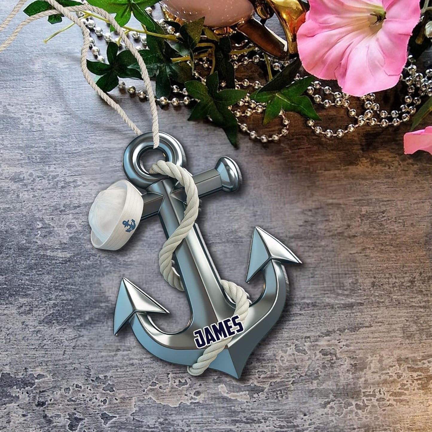 Personalized Sailor Ornament – Custom Captain Sailor Acrylic Ornament, Unique Sailing Glass Keepsake, Navy Captain Holiday Gift for Sailors TS14