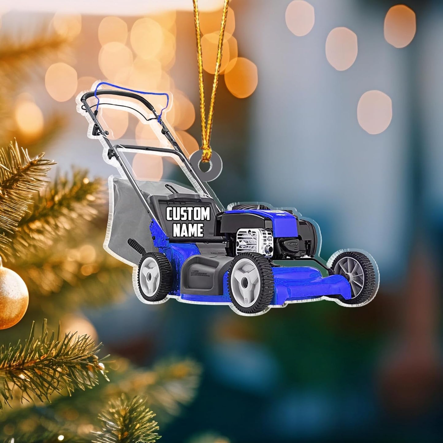 Custom Name Lawn Mower Christmas Ornament | Personalized Gardening Holiday Keepsake Gift for Gardeners & Lawn Care Workers TG69