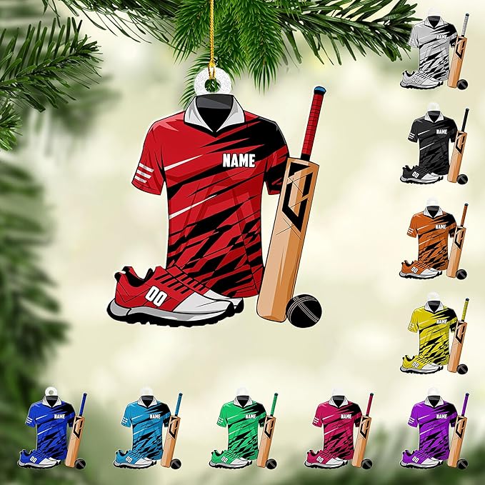 Personalized Cricket Christmas Ornament 2025, Custom Cricket Bat Ornament N10