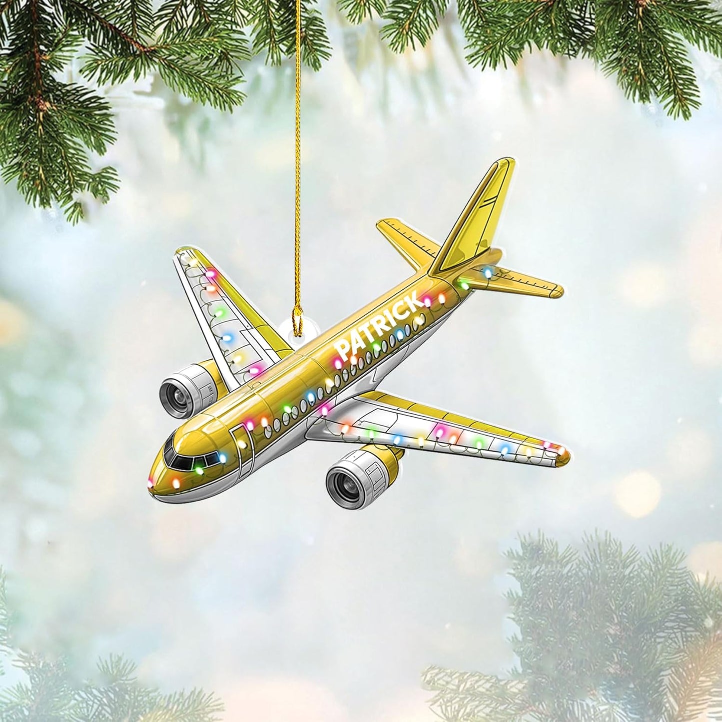 Personalized Airplane Pilot Christmas Ornament Style 4