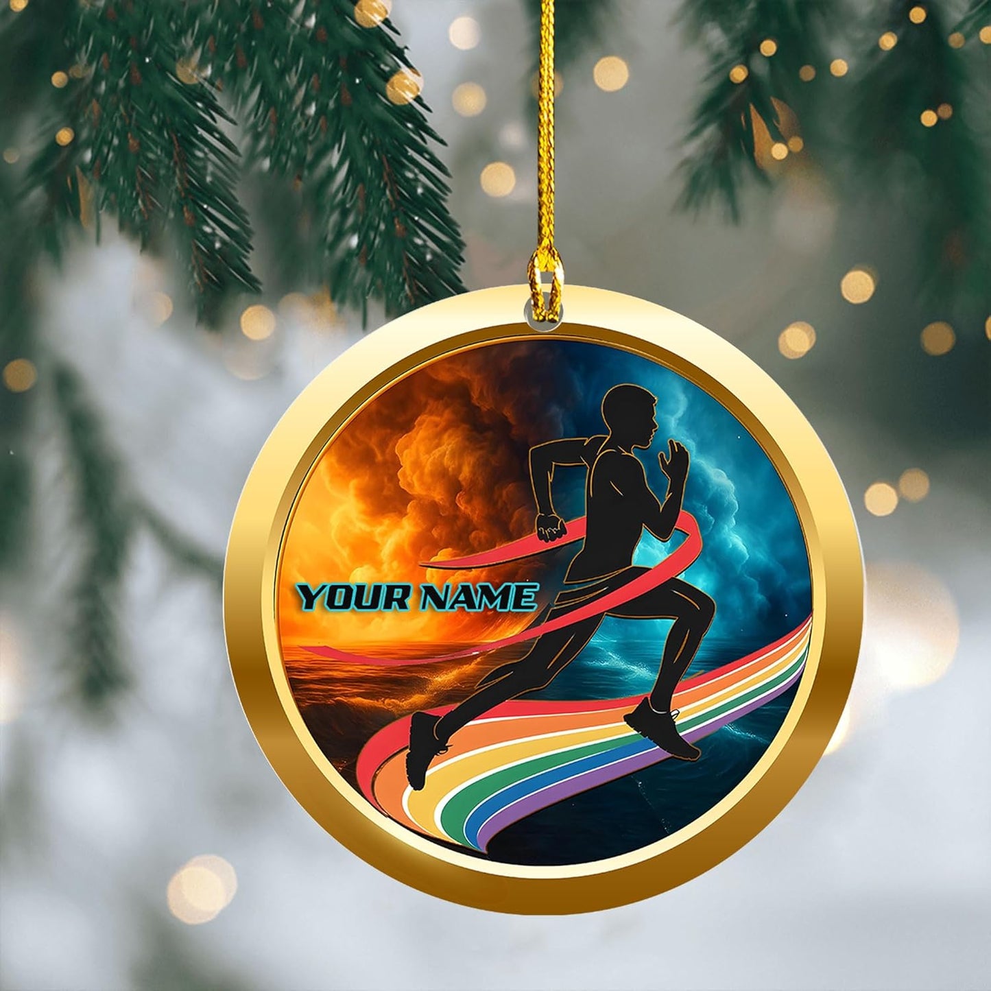 Custom Running 2D Flat Ornament – Personalized Marathon Acrylic Gift, Athlete Christmas Decoration TM6