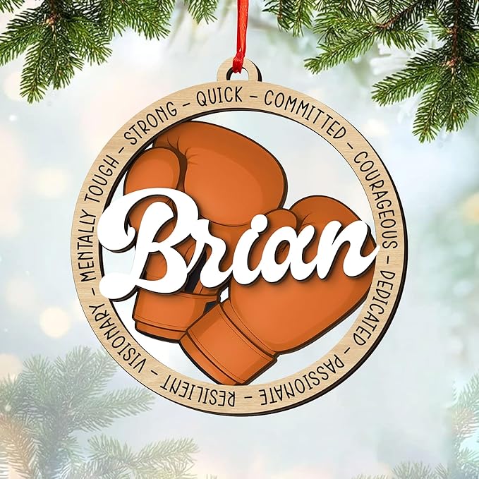 Personalized Boxing Gloves Christmas Ornament - Custom Name Boxing Ornament Gift LL26