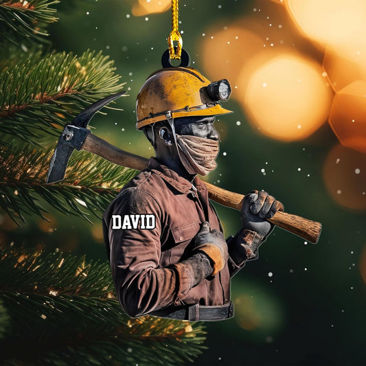 Custom Coal Miner Christmas Ornament – Personalized Name Decor Cmn11