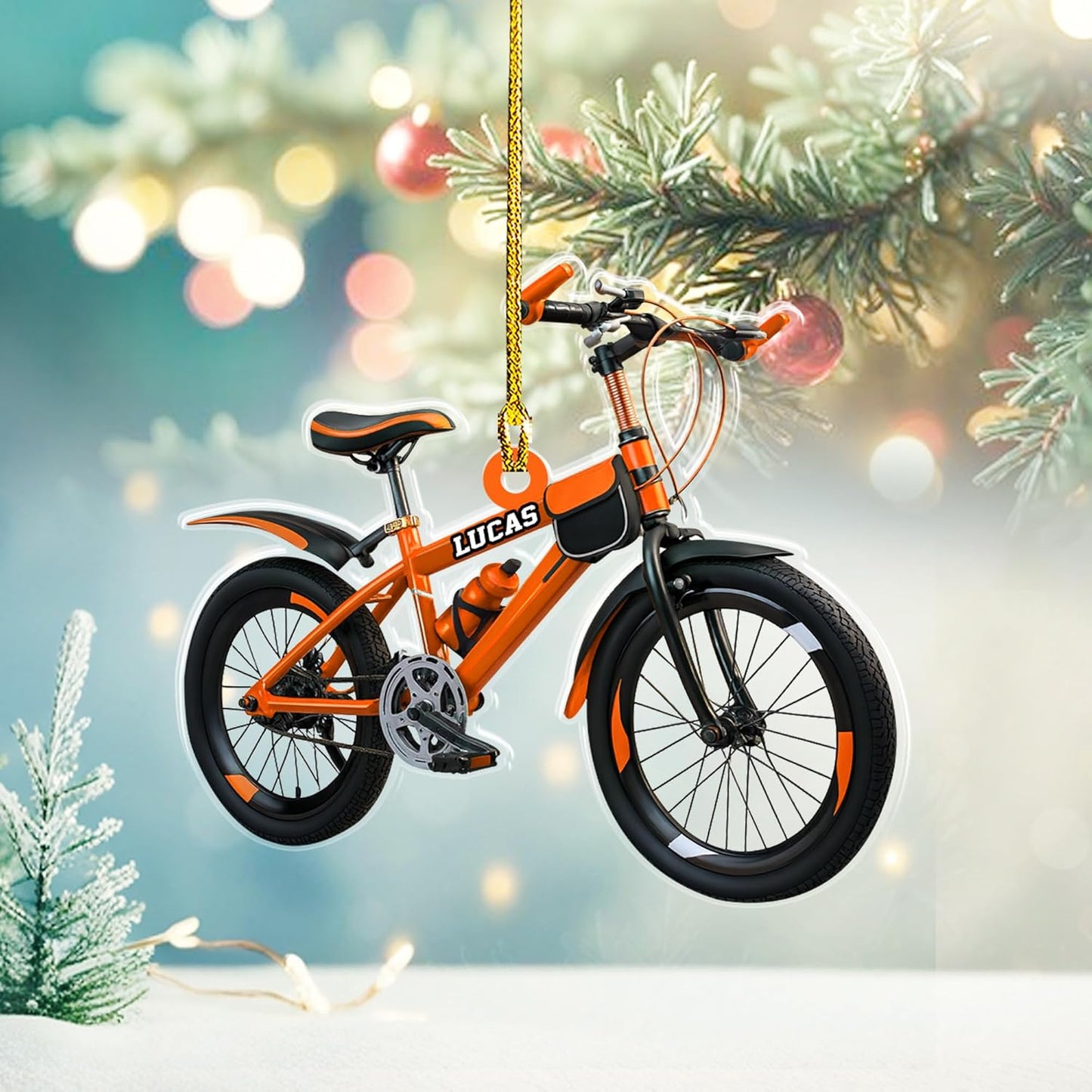 Custom Name Cycling Acrylic Ornament – Personalized Bike Gift, Christmas Tree Keepsake for Cycling Enthusiasts TC39
