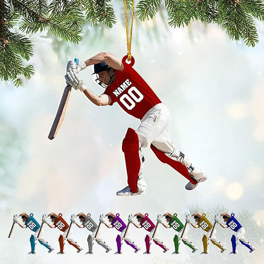 Personalized Cricket Christmas Ornament 2025, Custom Cricket Bat Ornament N26