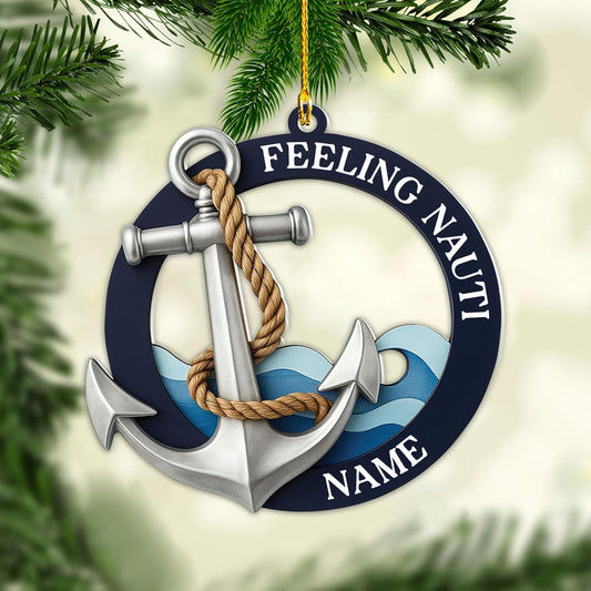 Personalized Sailor Ornament – Custom Captain Sailor Acrylic Ornament, Unique Sailing Glass Keepsake, Navy Captain Holiday Gift for Sailors TS15